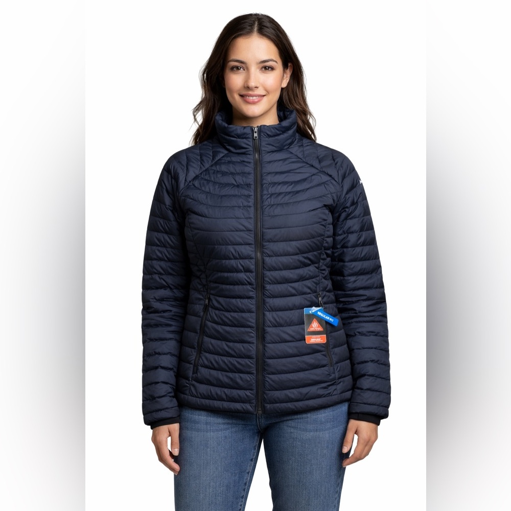 Columbia Women’s 2X WHITE OUT OMNI HEAT Jacket Zippered Hand Pockets Black